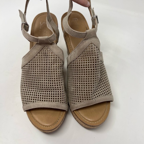 Franco Sarto Canyon Perforated Laser-Cut Cork Platform Womens Wedge Sandal 10M - Picture 9 of 14